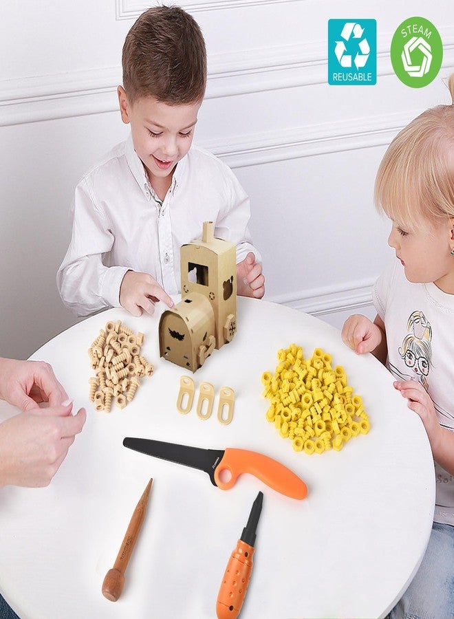 ZLemma Cardboard Construction Tool Kit 163 Pieces-Educational Toys for at-Home Play + Classroom Learning | Reusable Cardboard Tools for Kids - Image 5
